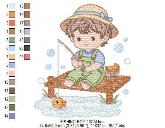Baby boy embroidery design - Fishing boy embroidery designs machine embroidery pattern - Children toddler embroidery - instant download pes (Copy) Marcia Embroidery