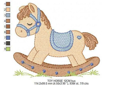 Toy Horse embroidery design - Baby boy Horse machine embroidery pattern - Horse Swing file - Instant download - Marcia Embroidery