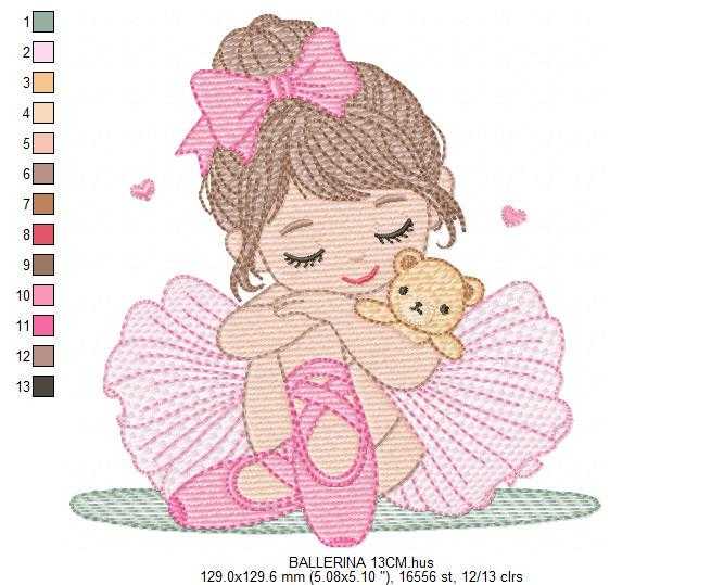 Long hair Ballerina embroidery designs - Ballet dancer machine embroidery pattern - Baby girl file - Instant download pes jef dst vp3 xxx (Copy) Marcia Embroidery