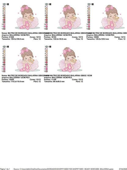 Long hair Ballerina embroidery designs - Ballet dancer machine embroidery pattern - Baby girl file - Instant download pes jef dst vp3 xxx (Copy) Marcia Embroidery