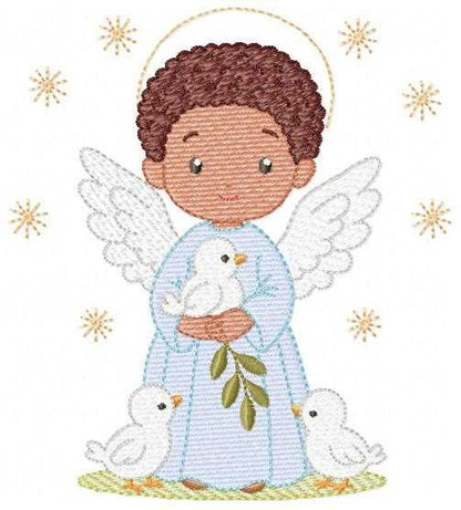 Angel embroidery designs - Angelic Baby Boy with doves machine embroidery pattern - Boy with wings and halo file - Instant download pes jef (Copy) Marcia Embroidery