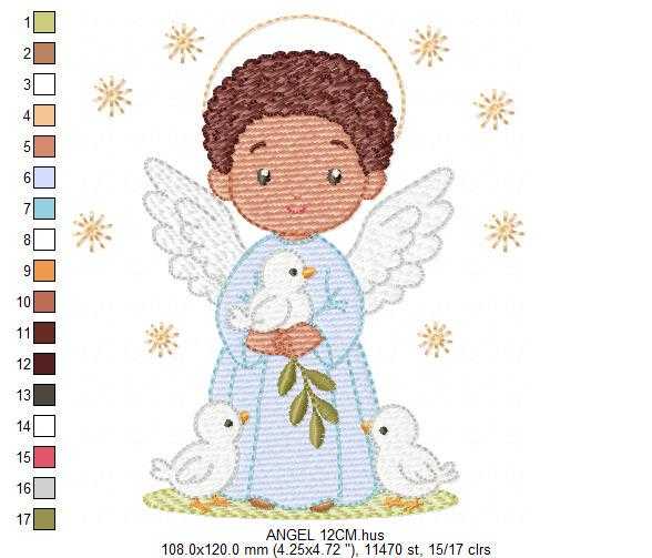 Angel embroidery designs - Angelic Baby Boy with doves machine embroidery pattern - Boy with wings and halo file - Instant download pes jef (Copy) Marcia Embroidery
