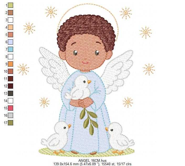 Angel embroidery designs - Angelic Baby Boy with doves machine embroidery pattern - Boy with wings and halo file - Instant download pes jef (Copy) Marcia Embroidery