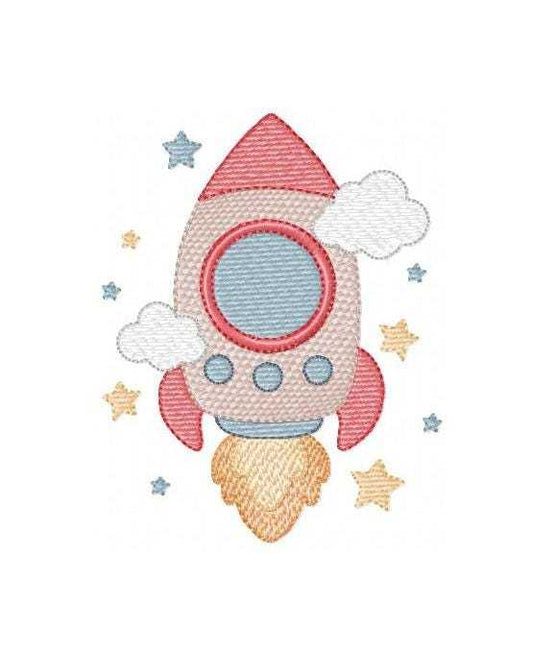 Space Rocket embroidery designs - Rocket with stars machine embroidery pattern - Baby Boy file - Instant digital download pes jef dst