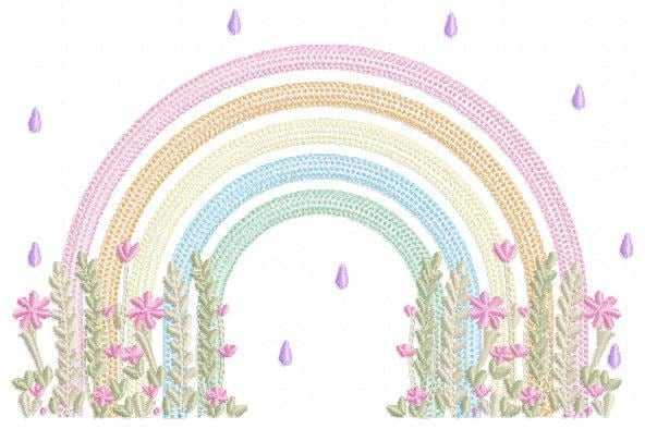 Rainbow with flowers embroidery design - Colorful Rainbow with hearts machine embroidery pattern - Instant digital download pes jef dst vp3 (Copy) Marcia Embroidery