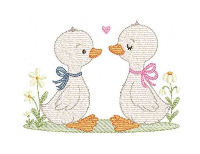 Ducks embroidery design - Baby boy and girl duck machine pattern - Instant digital download pes jef dst