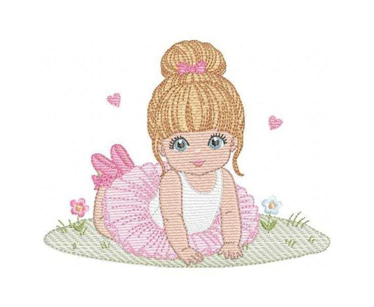 Ballerina embroidery design - Ballet dancer with tutu machine embroidery pattern - Baby girl file - Instant download pes jef dst