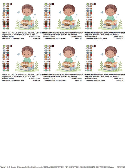 Baby Boy with books embroidery designs - School Student Toddler with books and hearts machine embroidery pattern - Instant download pes jef (Copy) Marcia Embroidery