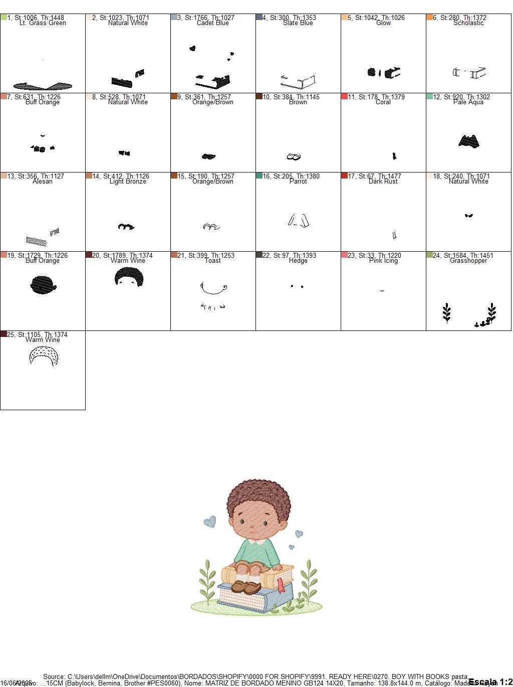 Baby Boy with books embroidery designs - School Student Toddler with books and hearts machine embroidery pattern - Instant download pes jef (Copy) Marcia Embroidery
