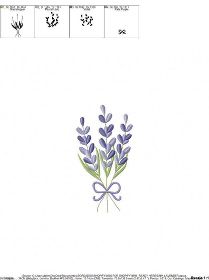 Lavender flowers embroidery design - Flower garden machine embroidery pattern - Floral Kitchen Tea towel - Instant download pes jef (Copy) Marcia Embroidery