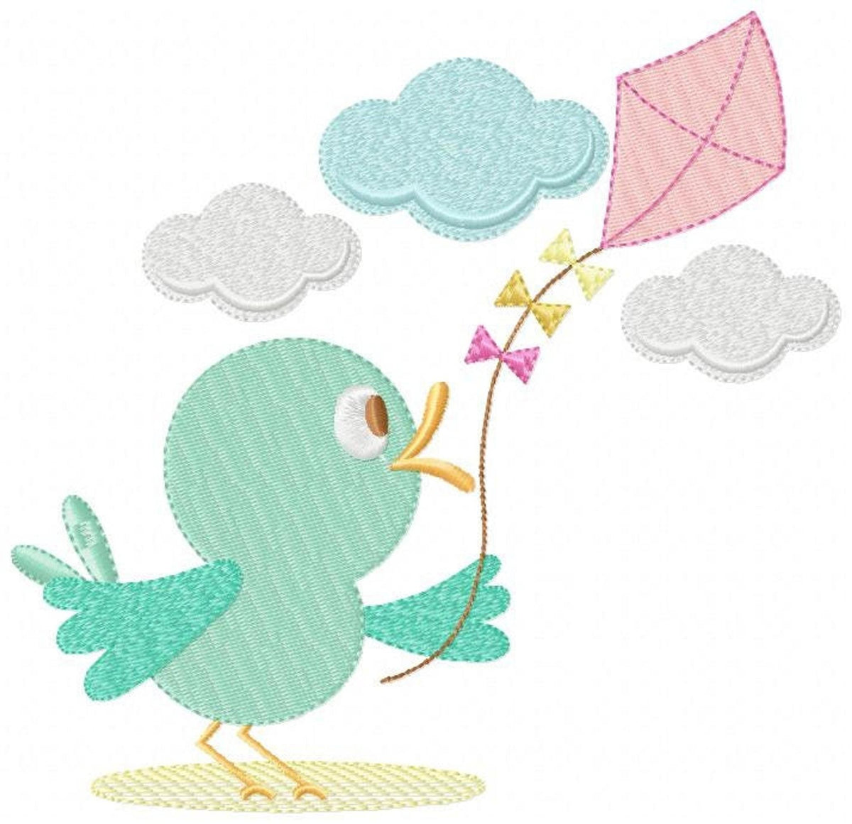 Bird Embroidery Design – Kite Flying Machine Pattern (Digital Download)