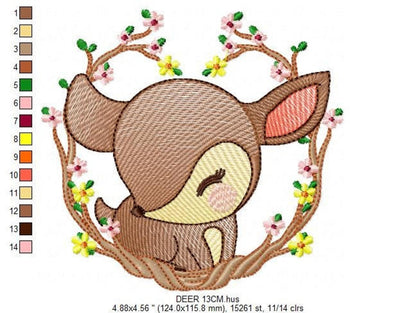 Woodland Deer Embroidery Design – Baby Animal Machine Pattern (Digital Download)