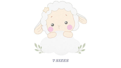 Sheep Cloud Embroidery Design – Newborn Lamb Machine Pattern (Digital Download)