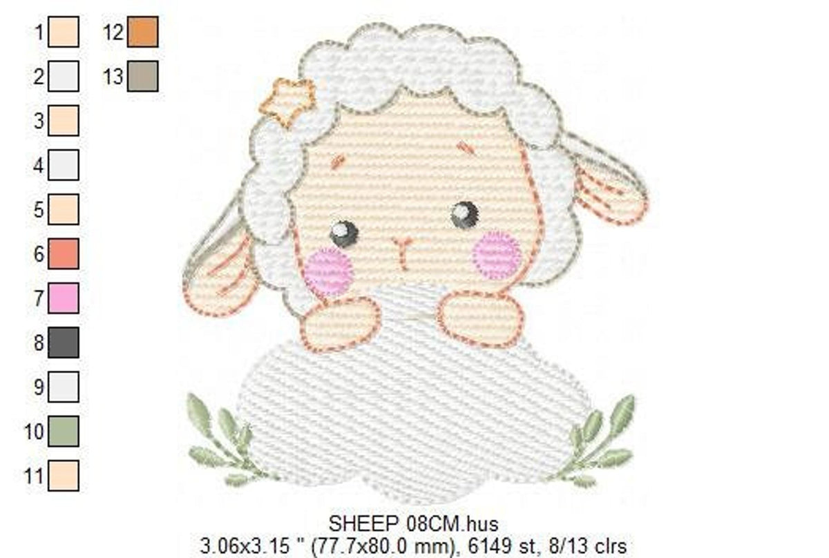 Sheep Cloud Embroidery Design – Newborn Lamb Machine Pattern (Digital Download)