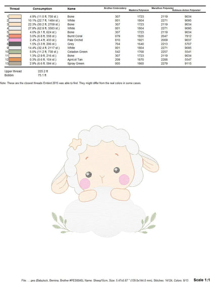 Sheep Cloud Embroidery Design – Newborn Lamb Machine Pattern (Digital Download)