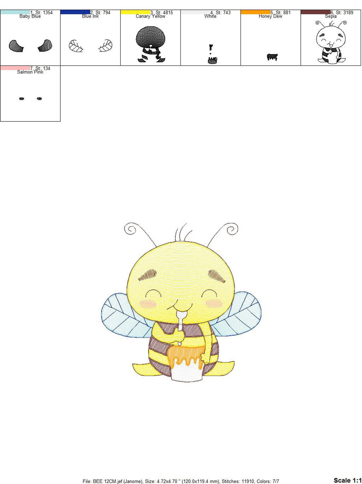 File icons and format list for instant download bee embroidery file, compatible machine formats listed