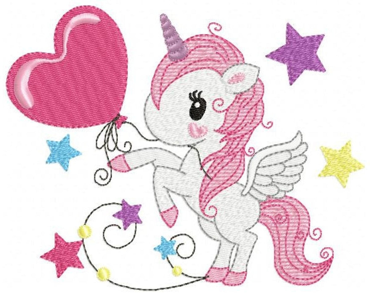 Unicorn Embroidery Design – Baby Girl Horse Machine Embroidery Pattern (Digital Download)