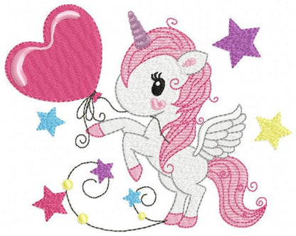 Unicorn Embroidery Design – Baby Girl Horse Machine Embroidery Pattern (Digital Download)