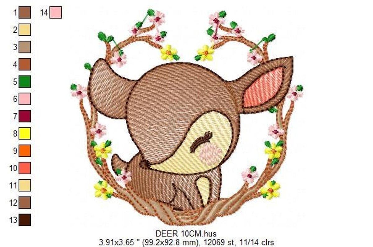 Woodland Deer Embroidery Design – Baby Animal Machine Pattern (Digital Download)