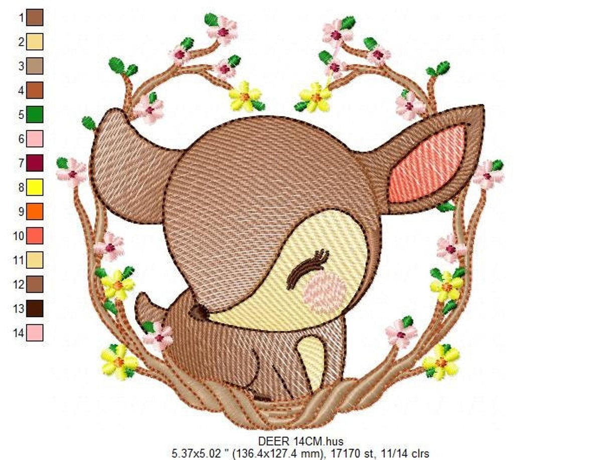 Woodland Deer Embroidery Design – Baby Animal Machine Pattern (Digital Download)