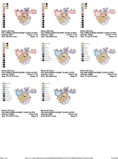 Baby Bear Clothesline Embroidery Design – Gender Reveal Machine Pattern (Digital Download)