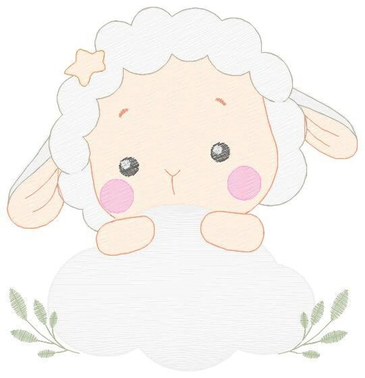 Sheep Cloud Embroidery Design – Newborn Lamb Machine Pattern (Digital Download)