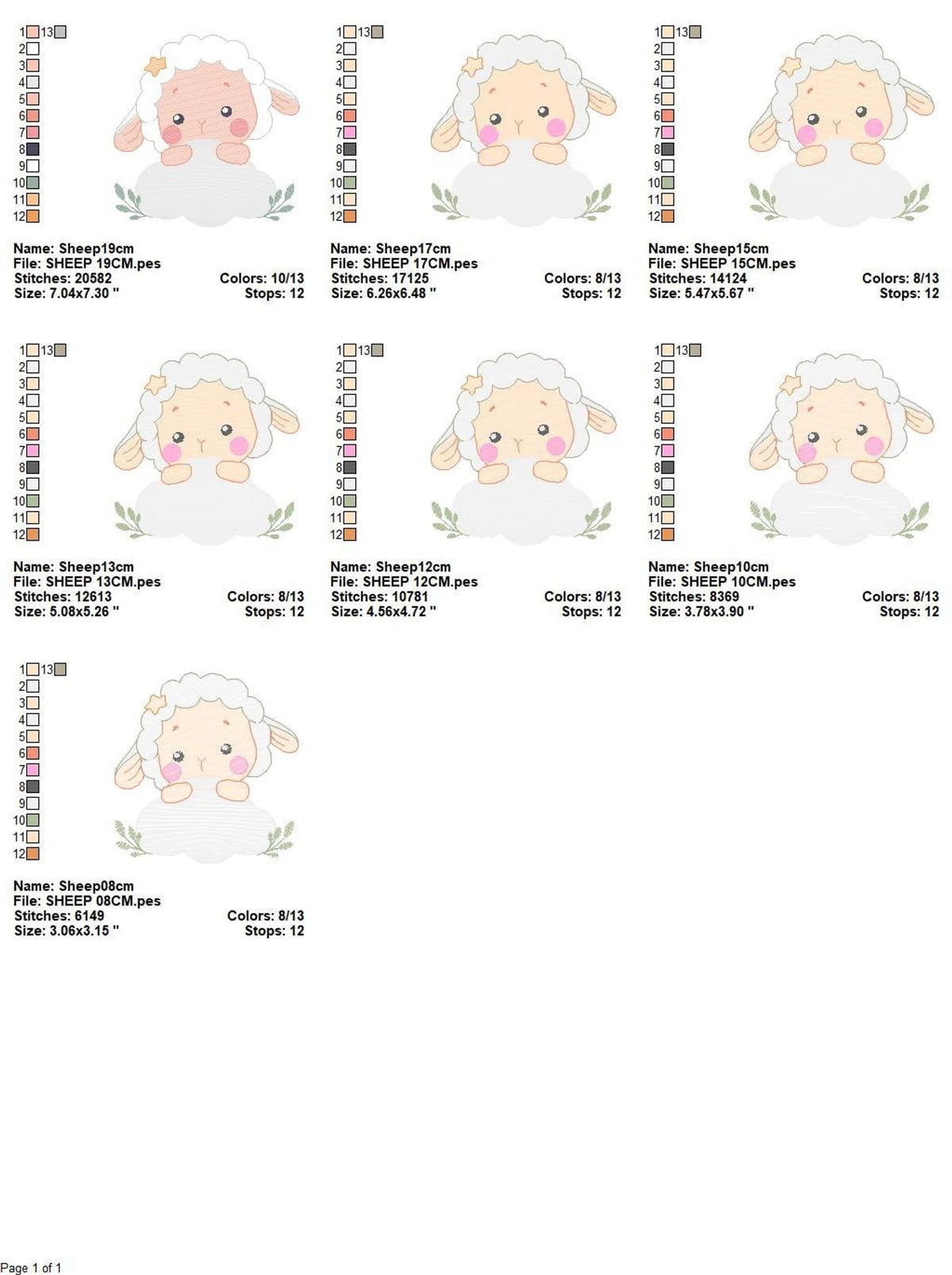Sheep Cloud Embroidery Design – Newborn Lamb Machine Pattern (Digital Download)