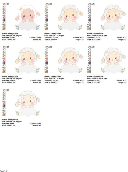 Sheep Cloud Embroidery Design – Newborn Lamb Machine Pattern (Digital Download)