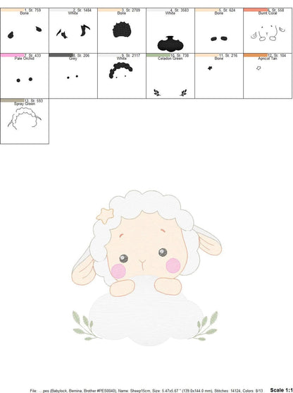 Sheep Cloud Embroidery Design – Newborn Lamb Machine Pattern (Digital Download)