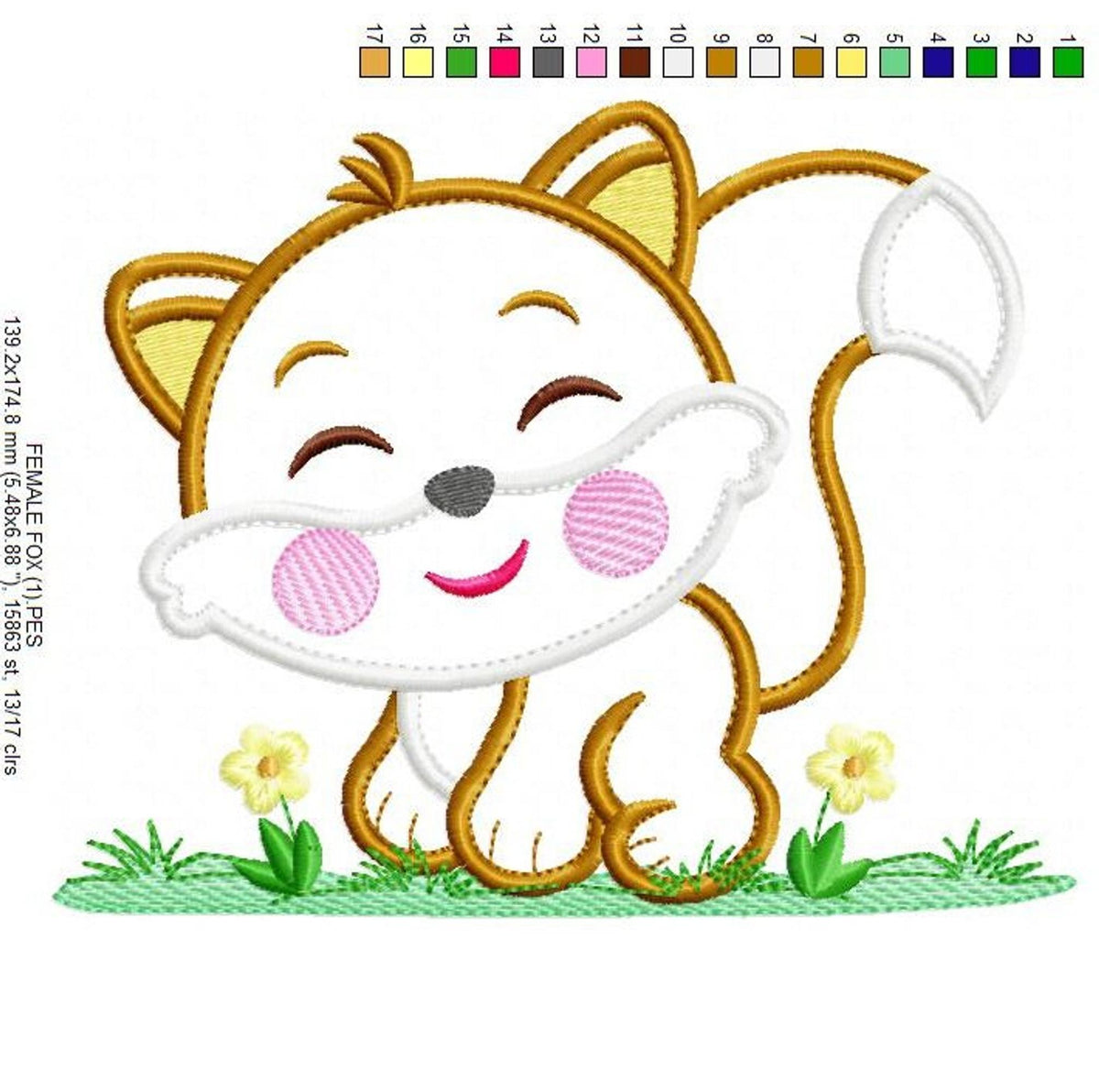 Red Fox Applique Embroidery Design – Woodland Animal Machine File (Instant Download)