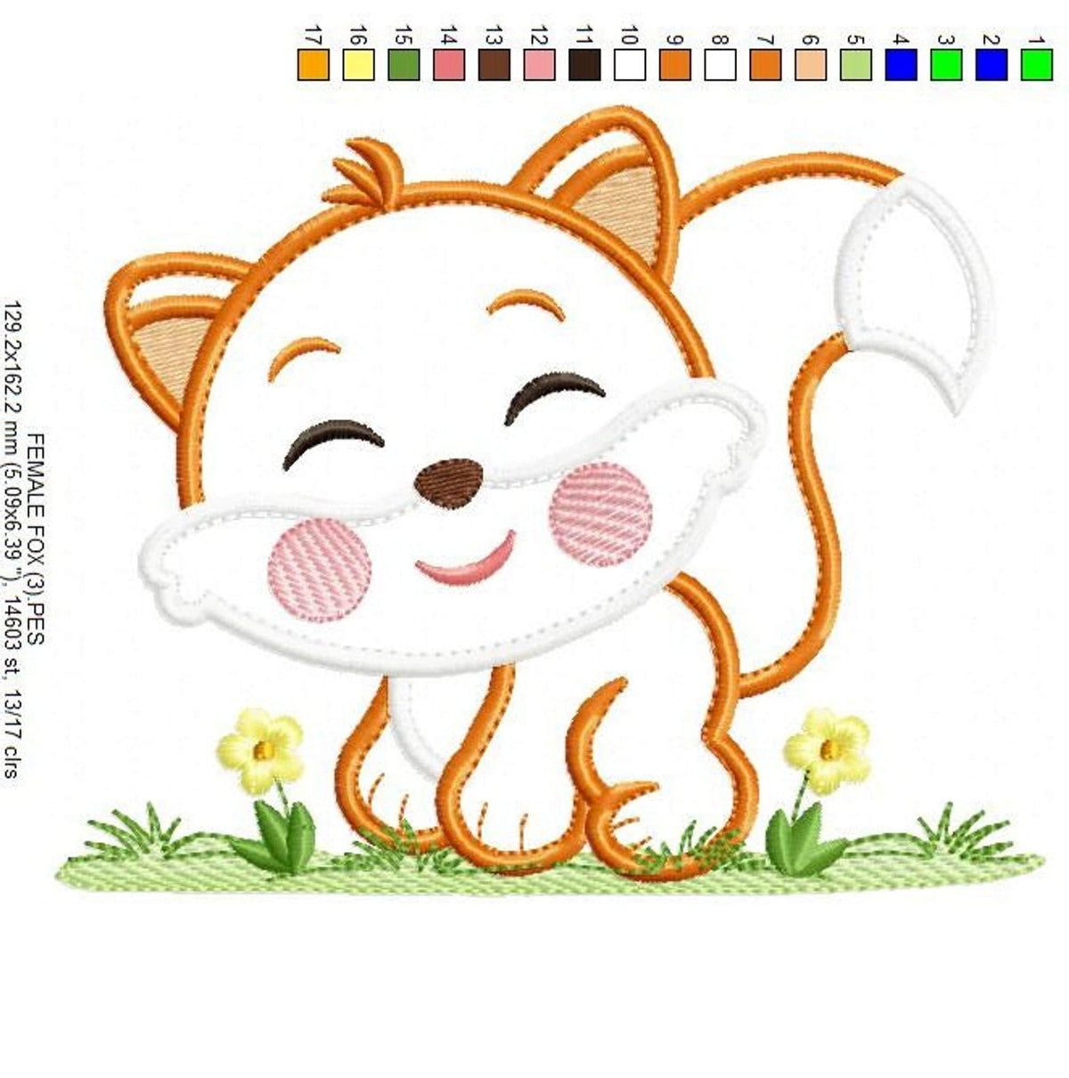 Red Fox Applique Embroidery Design – Woodland Animal Machine File (Instant Download)