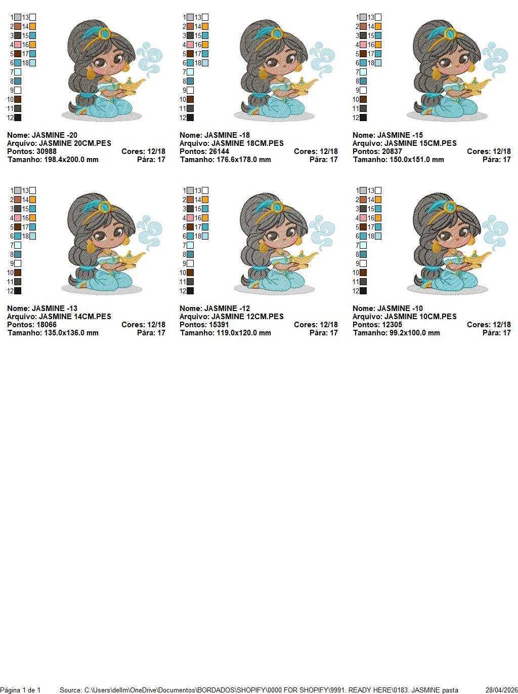 Jasmine embroidery design - Disney Princess machine embroidery patterns - Baby girl file - Instant digital download pes jef dst - Marcia Embroidery