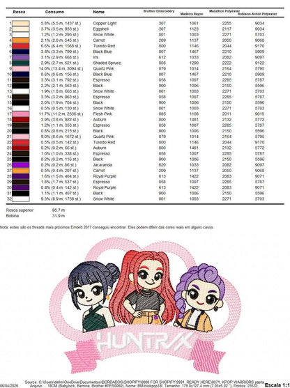 KPop Demon Hunters embroidery design - Kpop Warriors machine embroidery patterns - Baby girl file - Instant digital download - Marcia Embroidery