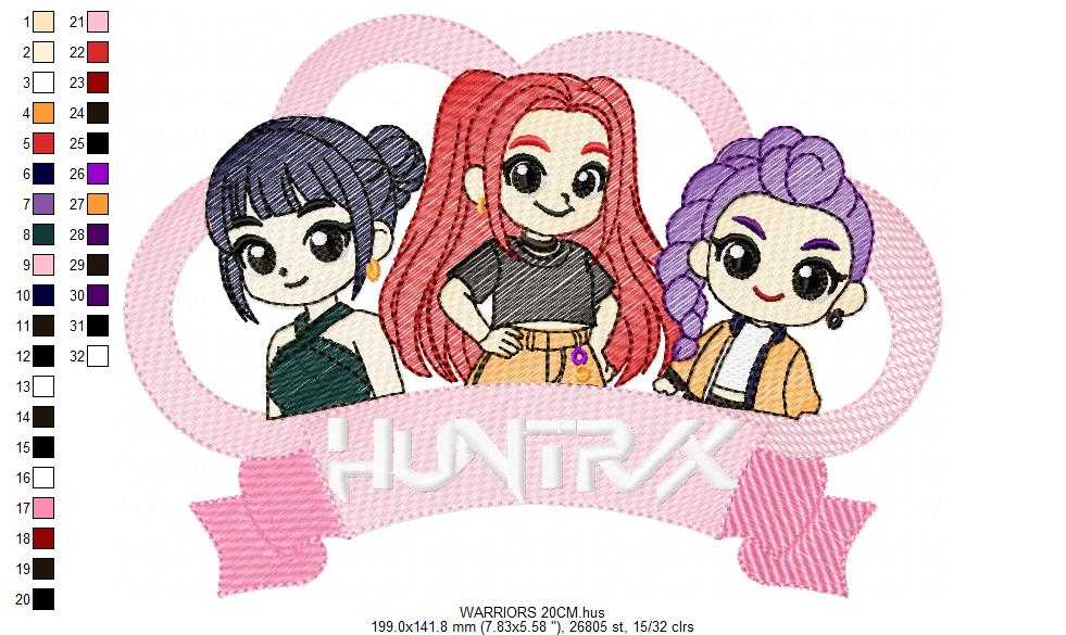 KPop Demon Hunters embroidery design - Kpop Warriors machine embroidery patterns - Baby girl file - Instant digital download - Marcia Embroidery