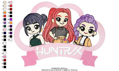 KPop Demon Hunters embroidery design - Kpop Warriors machine embroidery patterns - Baby girl file - Instant digital download - Marcia Embroidery