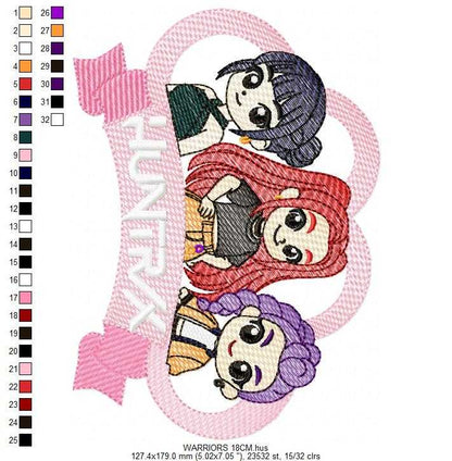 KPop Demon Hunters embroidery design - Kpop Warriors machine embroidery patterns - Baby girl file - Instant digital download - Marcia Embroidery