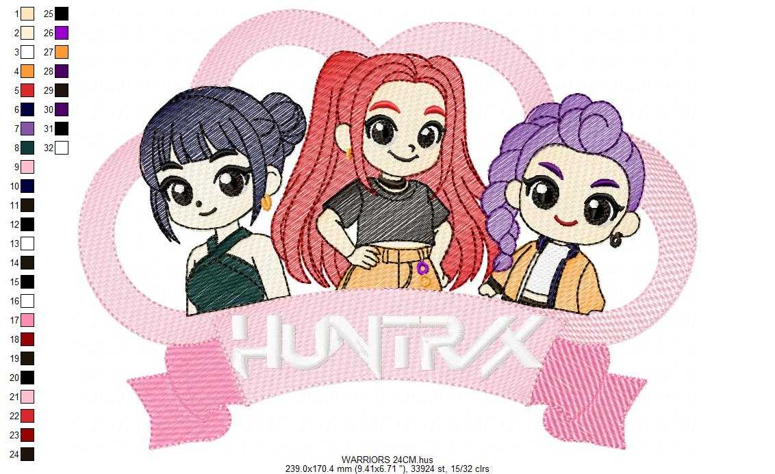 KPop Demon Hunters embroidery design - Kpop Warriors machine embroidery patterns - Baby girl file - Instant digital download - Marcia Embroidery
