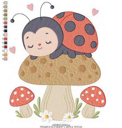 Ladybug embroidery design - Garden Animal machine embroidery pattern - Insect life file - Instant digital download pes jef dst - Marcia Embroidery