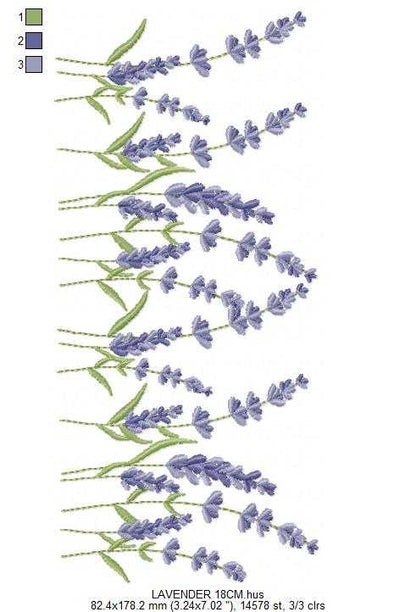 Lavender flowers embroidery design - Flower garden machine embroidery pattern - Floral Kitchen Tea towel - Instant digital download pes jef - Marcia Embroidery