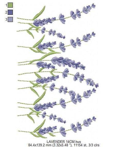 Lavender flowers embroidery design - Flower garden machine embroidery pattern - Floral Kitchen Tea towel - Instant digital download pes jef - Marcia Embroidery