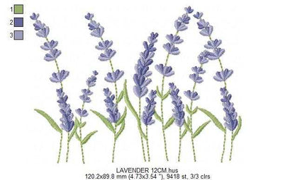 Lavender flowers embroidery design - Flower garden machine embroidery pattern - Floral Kitchen Tea towel - Instant digital download pes jef - Marcia Embroidery