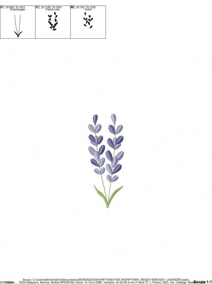 Lavender flowers embroidery design - Flower garden machine embroidery pattern - Floral Kitchen Tea towel - Instant download pes jef dst - Marcia Embroidery