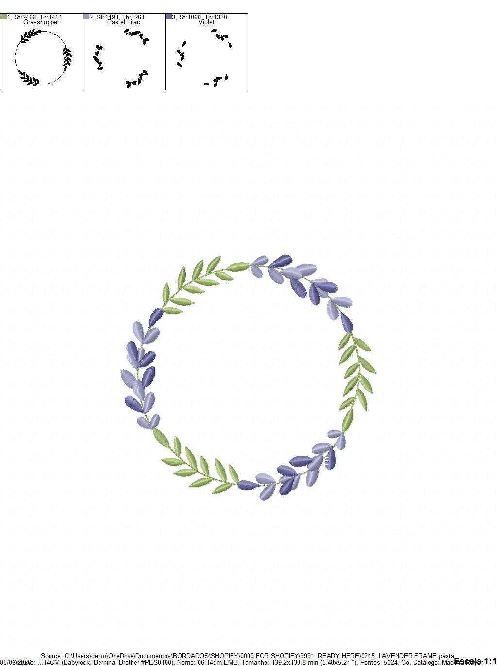Lavender flowers Frame embroidery design - Monogram Laurel Frame machine embroidery pattern - Floral Kitchen Tea towel - Instant download pes jef - Marcia Embroidery
