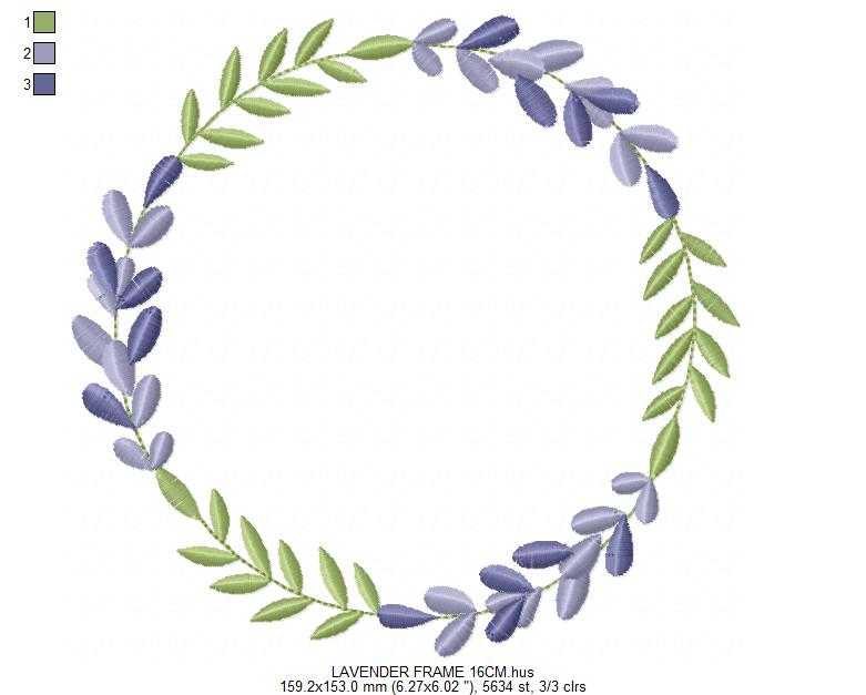 Lavender flowers Frame embroidery design - Monogram Laurel Frame machine embroidery pattern - Floral Kitchen Tea towel - Instant download pes jef - Marcia Embroidery