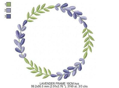 Lavender flowers Frame embroidery design - Monogram Laurel Frame machine embroidery pattern - Floral Kitchen Tea towel - Instant download pes jef - Marcia Embroidery