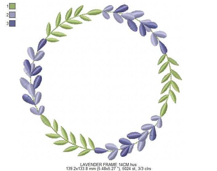 Lavender flowers Frame embroidery design - Monogram Laurel Frame machine embroidery pattern - Floral Kitchen Tea towel - Instant download pes jef - Marcia Embroidery
