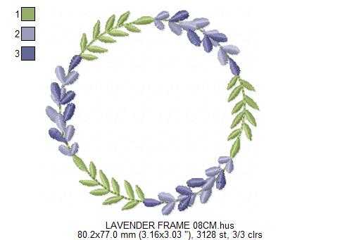 Lavender flowers Frame embroidery design - Monogram Laurel Frame machine embroidery pattern - Floral Kitchen Tea towel - Instant download pes jef - Marcia Embroidery