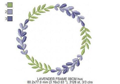Lavender flowers Frame embroidery design - Monogram Laurel Frame machine embroidery pattern - Floral Kitchen Tea towel - Instant download pes jef - Marcia Embroidery