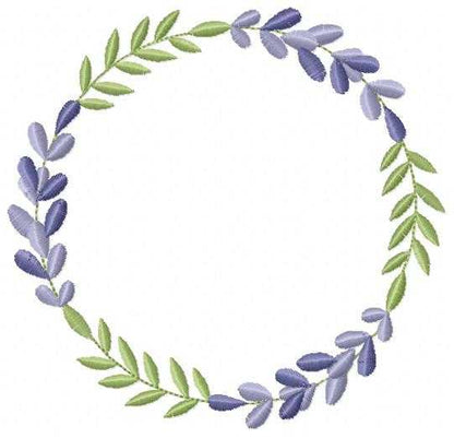 Lavender flowers Frame embroidery design - Monogram Laurel Frame machine embroidery pattern - Floral Kitchen Tea towel - Instant download pes jef - Marcia Embroidery