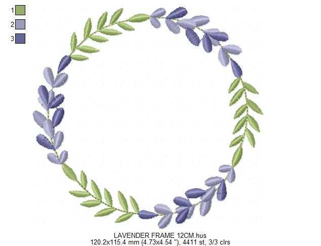 Lavender flowers Frame embroidery design - Monogram Laurel Frame machine embroidery pattern - Floral Kitchen Tea towel - Instant download pes jef - Marcia Embroidery